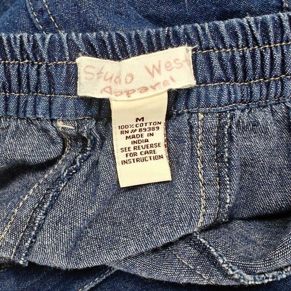 VTG Denim Mermaid Midi Skirt Womens M Studio West Cottagecore Praire Cowgirl - Picture 2 of 11